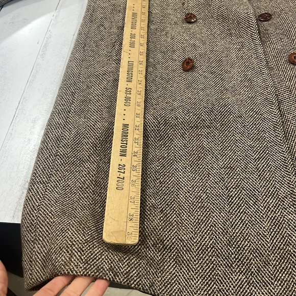 Vintage European Craft Poland Brown Trench Herringbone Coat - Picture 7 of 7
